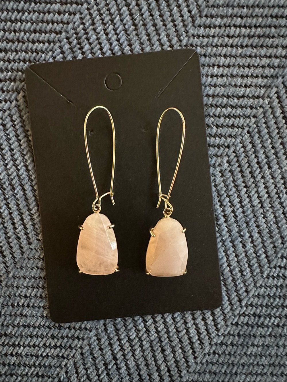 Kendra Scott Rose Quartz Gold Tone Pale Pink Stone Drop Earrings